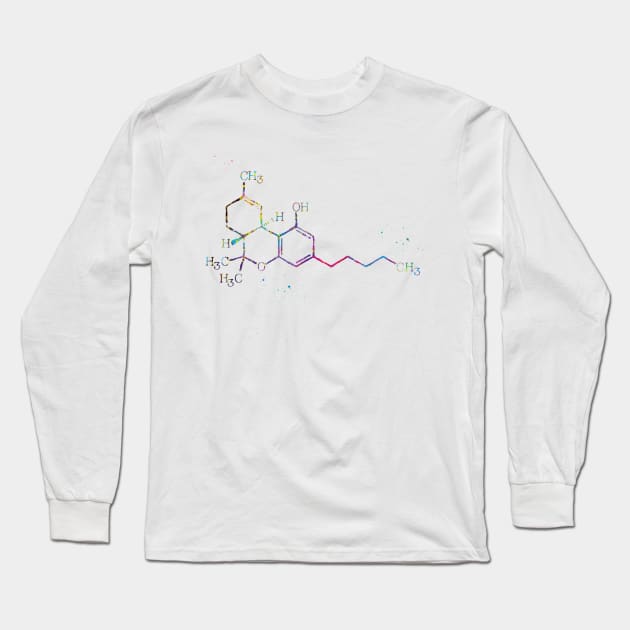 Cannabis Molecule Long Sleeve T-Shirt by erzebeth